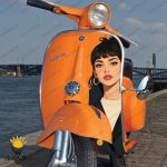 برچسب موتور سیکلت طرح Girl کد bm001