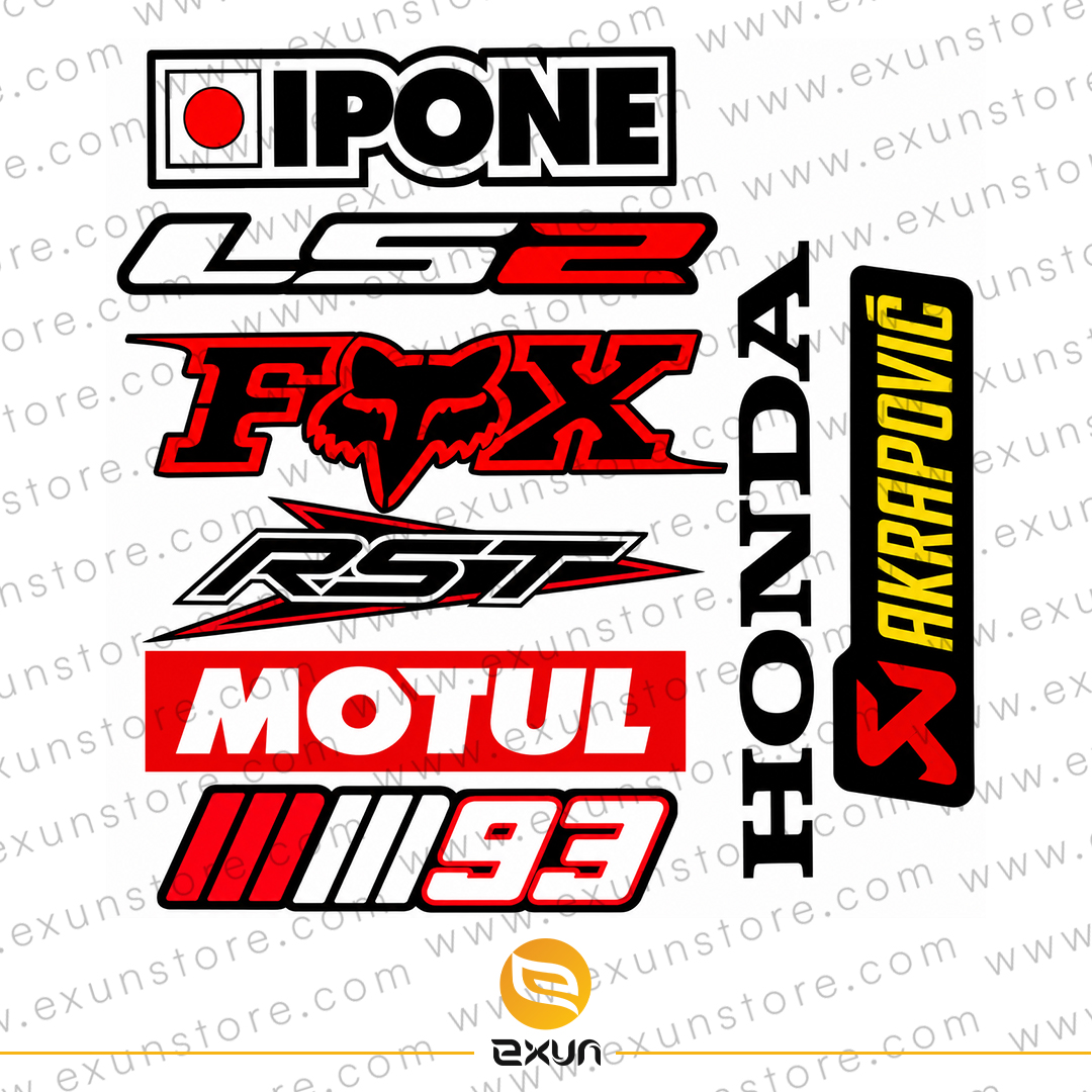 برچسب فانتزی بدنه موتورسیکلت طرح Moto Racing مجموعه 8 عددی