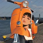 برچسب موتور سیکلت طرح Girl کد bm005